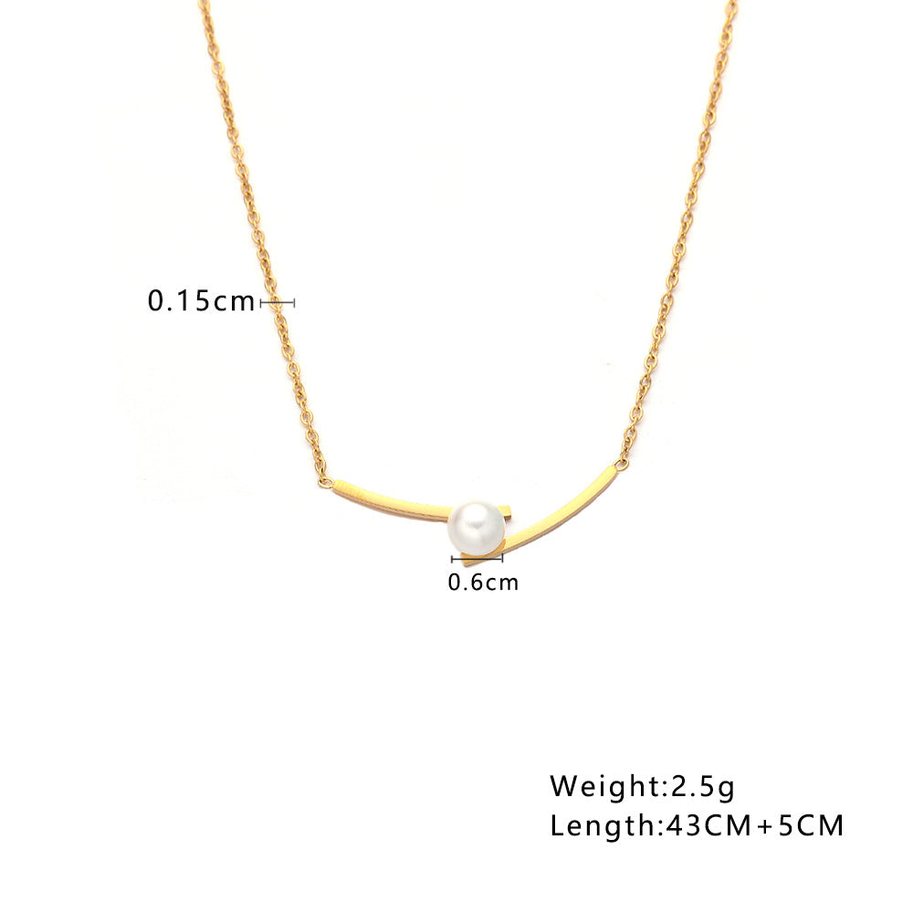 Stainless Steel Necklace Pearl Gold Pendant - FASHIONKULTUR