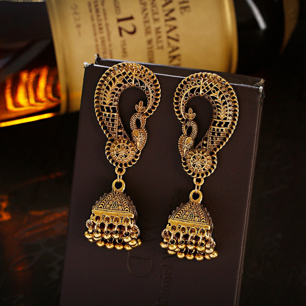 India Exaggerated Personalized Creative Bell Earrings Bohemian Retro Hollow Bird Cage - FASHIONKULTUR