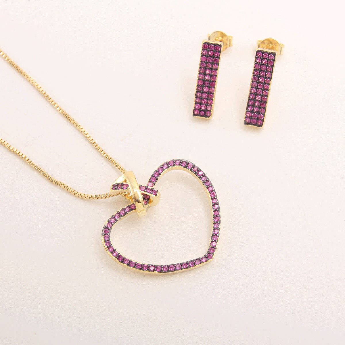 Heart-shaped Zircon Women's Necklace Suit - FASHIONKULTUR