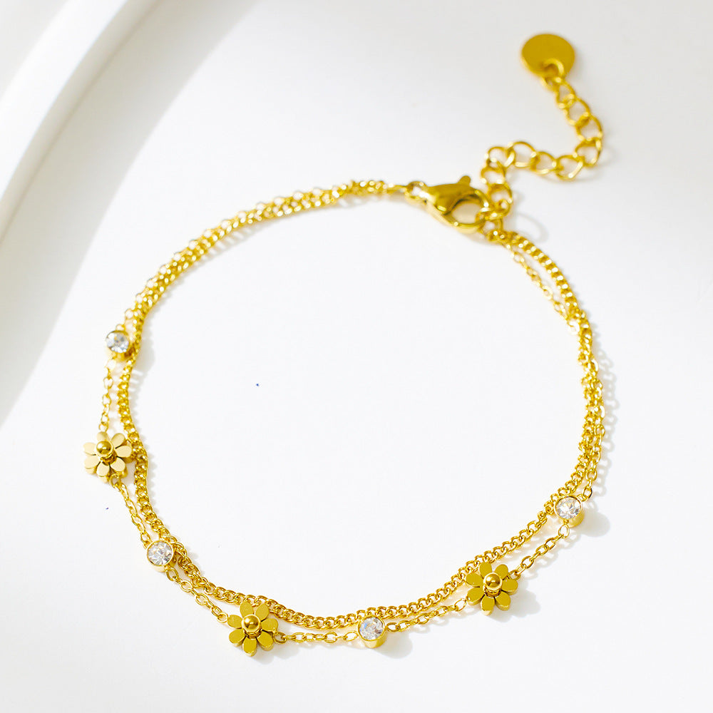 Stainless Steel Bracelet 18K Gold Diamond - FASHIONKULTUR