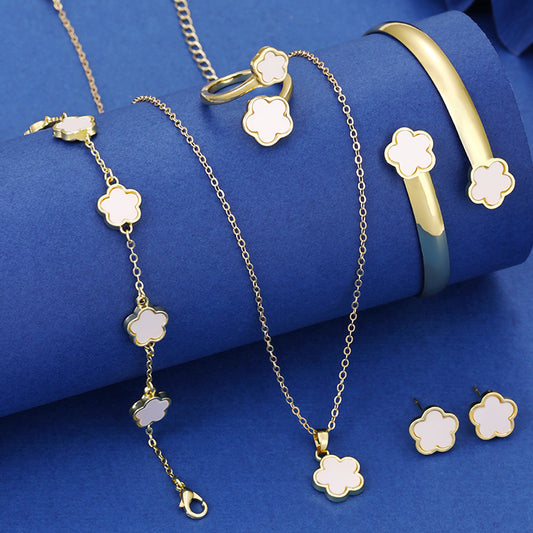 Lucky Five Petal Flower Five Leaves Flower Set - FASHIONKULTUR