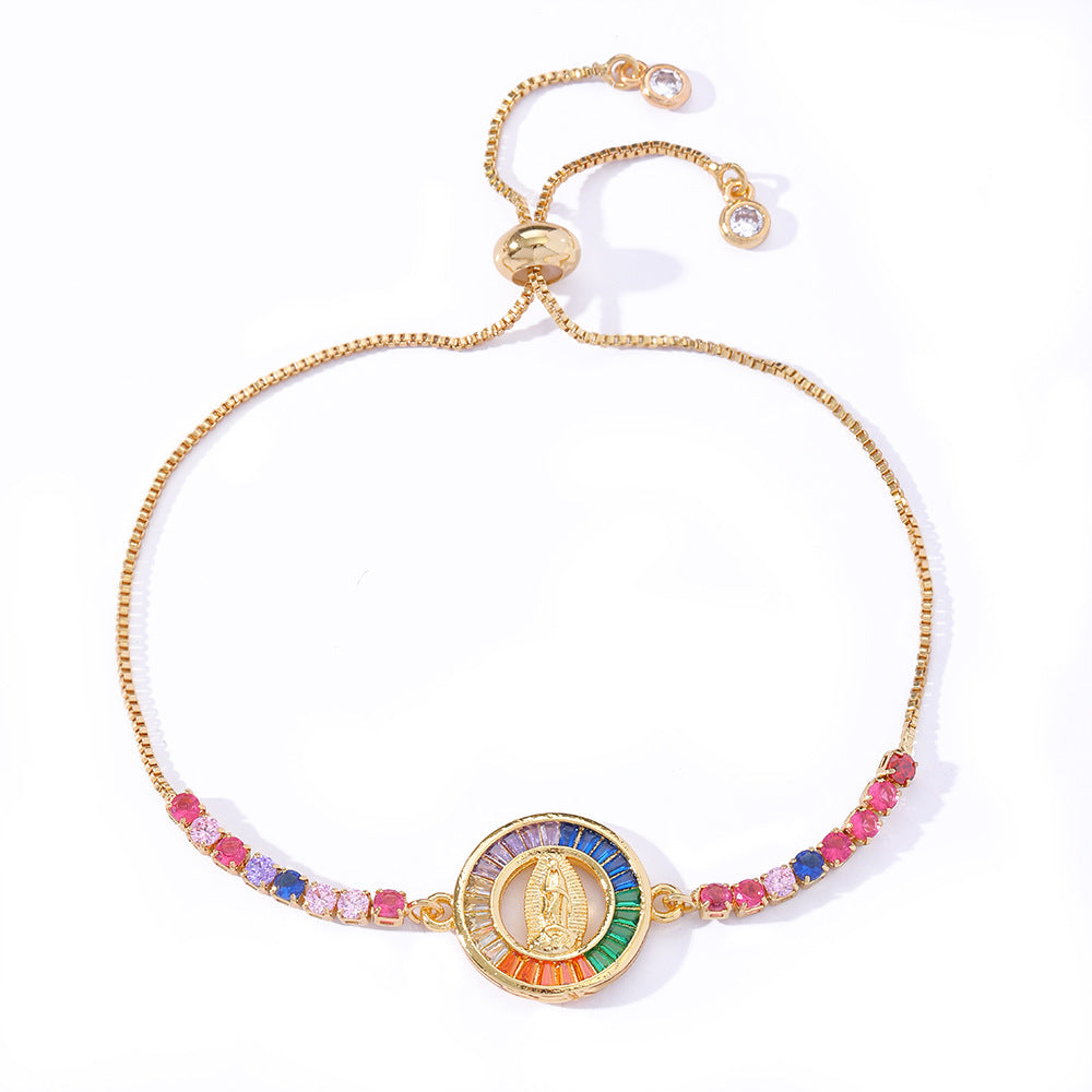 Copper Micro Inlay Color Zirconium Geometric Bracelet - FASHIONKULTUR
