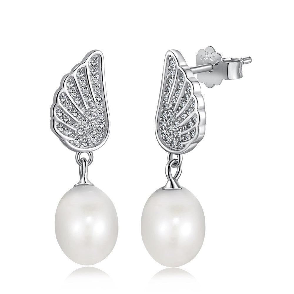 Sterling Silver Freshwater Pearl Ear Studs Niche - FASHIONKULTUR