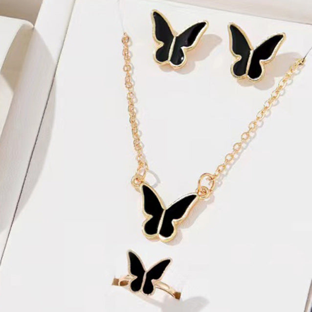 5PCS Fashion Butterfly Pendants Necklace Earrings Ring Bracelet Sets For Women Jewelry Set Bridal Wedding Jewelry Gift - FASHIONKULTUR
