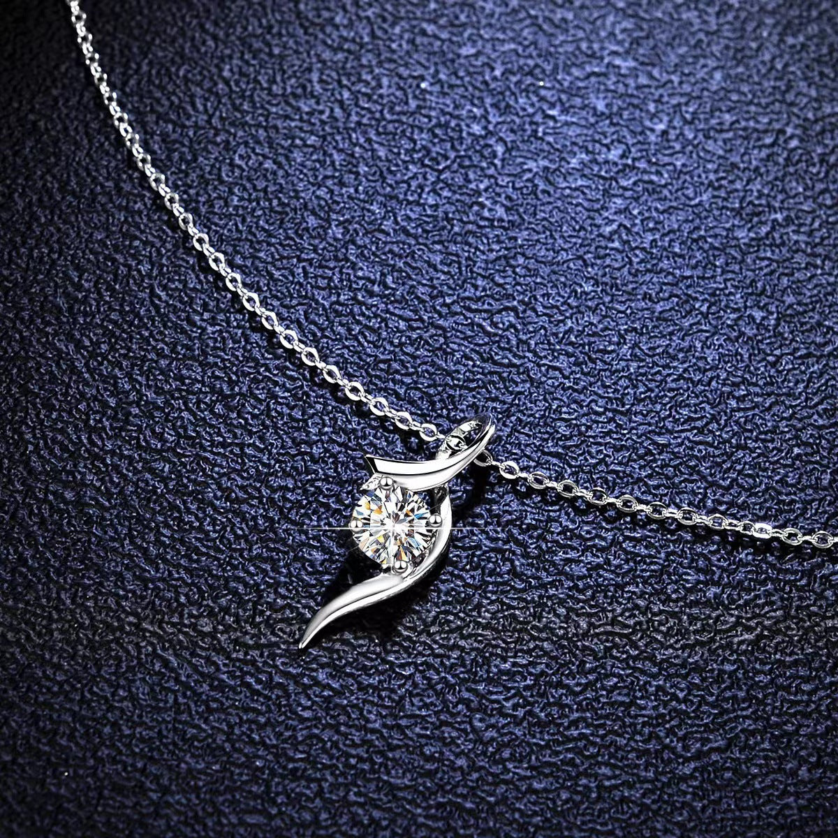925 Sterling Silver Classic Four-claw 1 Karat-inch Diamond Necklace - FASHIONKULTUR