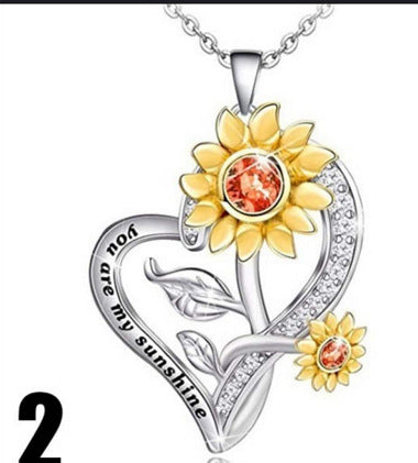 Sunflower Heart-shaped SmalPendant - FASHIONKULTUR