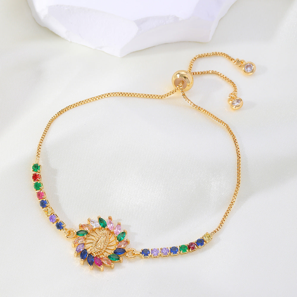 Copper Micro Inlay Color Zirconium Geometric Bracelet - FASHIONKULTUR
