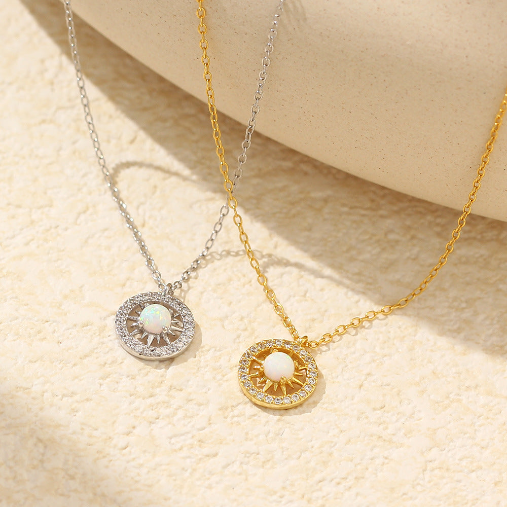 Fashion Jewelry Niche Moon And Sun Necklace Silver Opal Celtic Moon Necklace Sun Necklace Asterism Diamond - FASHIONKULTUR