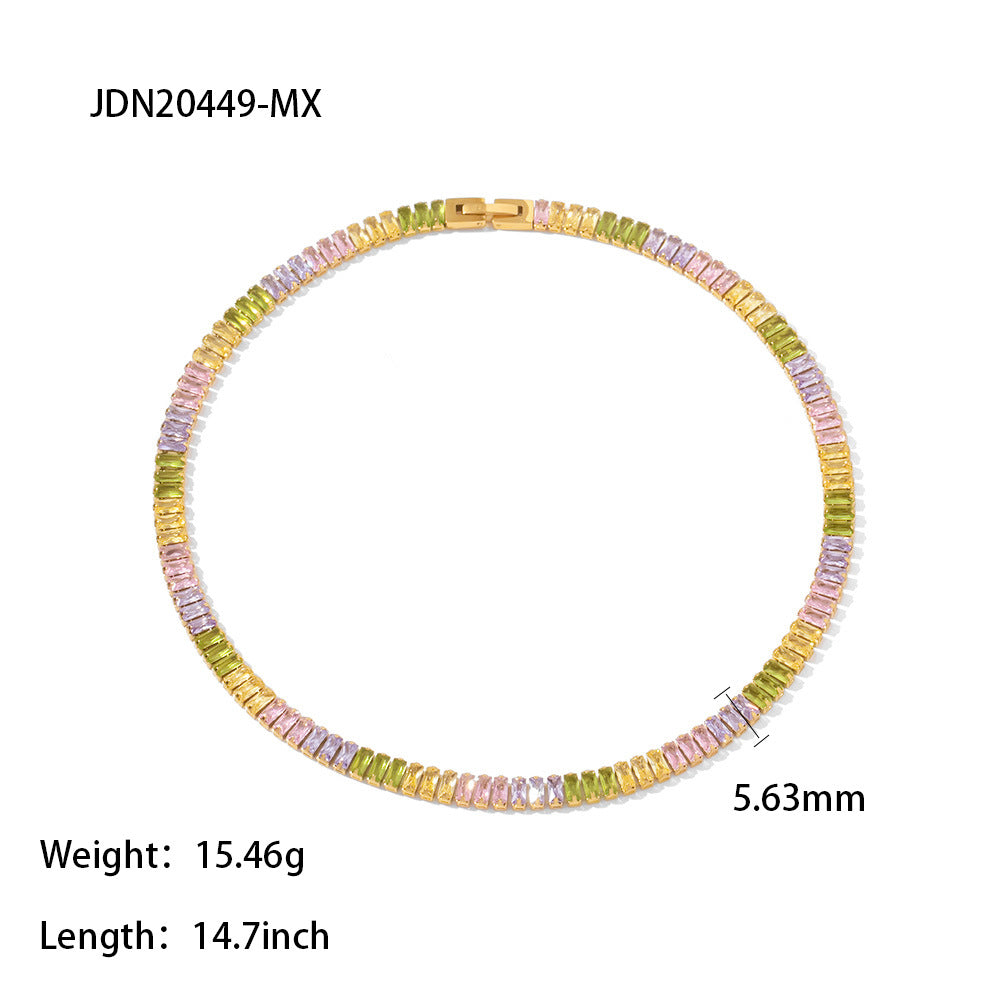 French Retro Square Cubic Zircon Bracelet Necklace For Women - FASHIONKULTUR