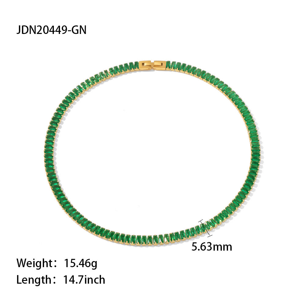 French Retro Square Cubic Zircon Bracelet Necklace For Women - FASHIONKULTUR