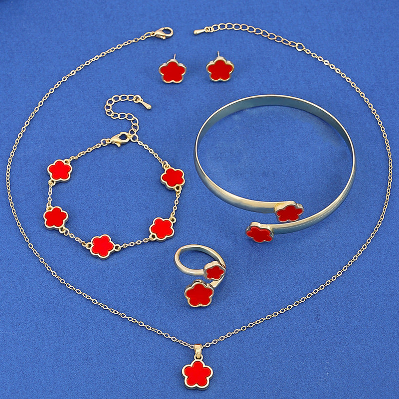 Lucky Five Petal Flower Five Leaves Flower Set - FASHIONKULTUR
