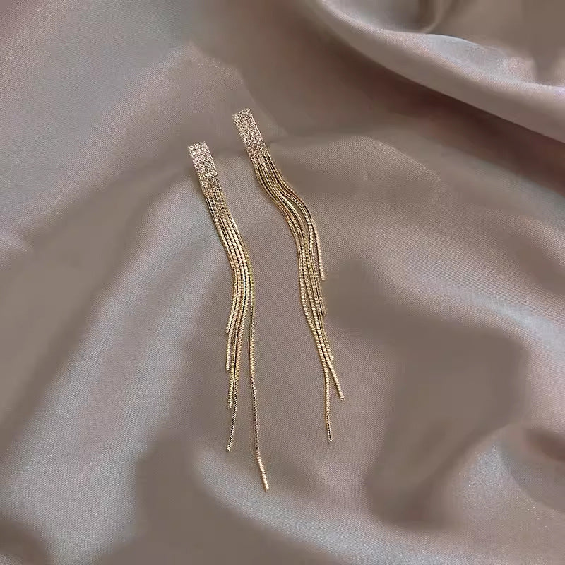 Alloy Electroplated Women's Silver Needle Long Fringe Earrings Earrings - FASHIONKULTUR
