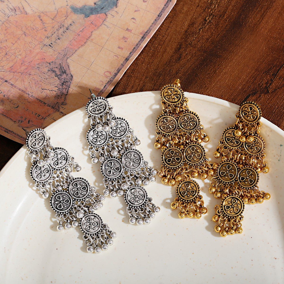 European And American Exaggerated Indian Style Earrings Long Bell Tassel Earrings Nepal - FASHIONKULTUR
