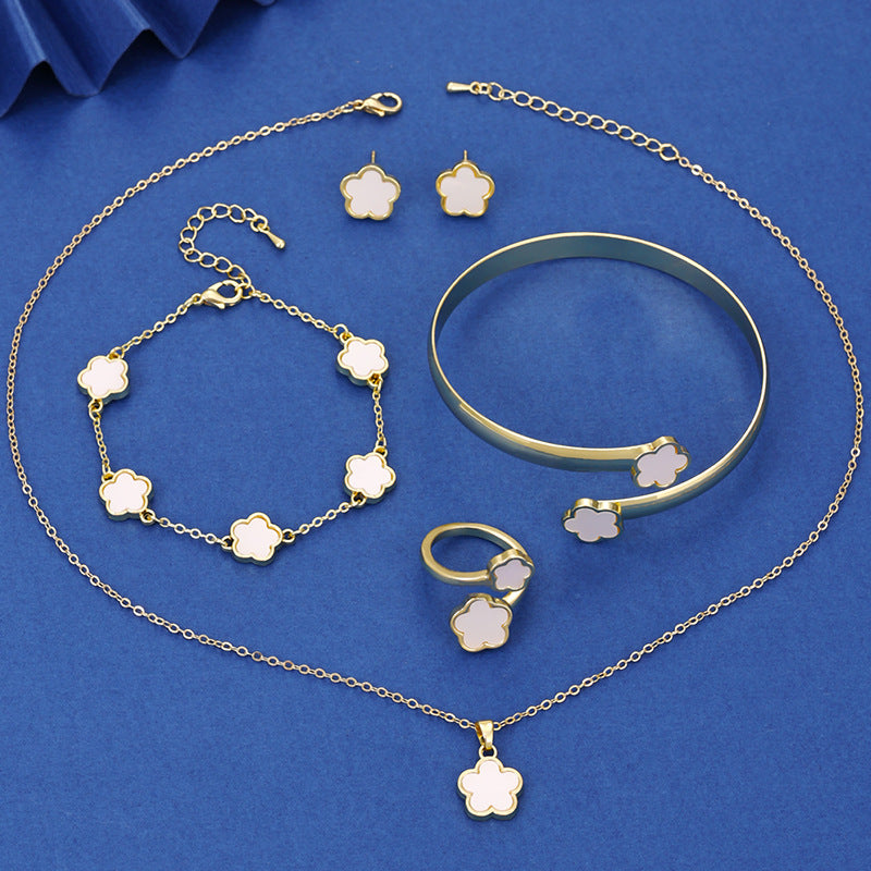 Lucky Five Petal Flower Five Leaves Flower Set - FASHIONKULTUR