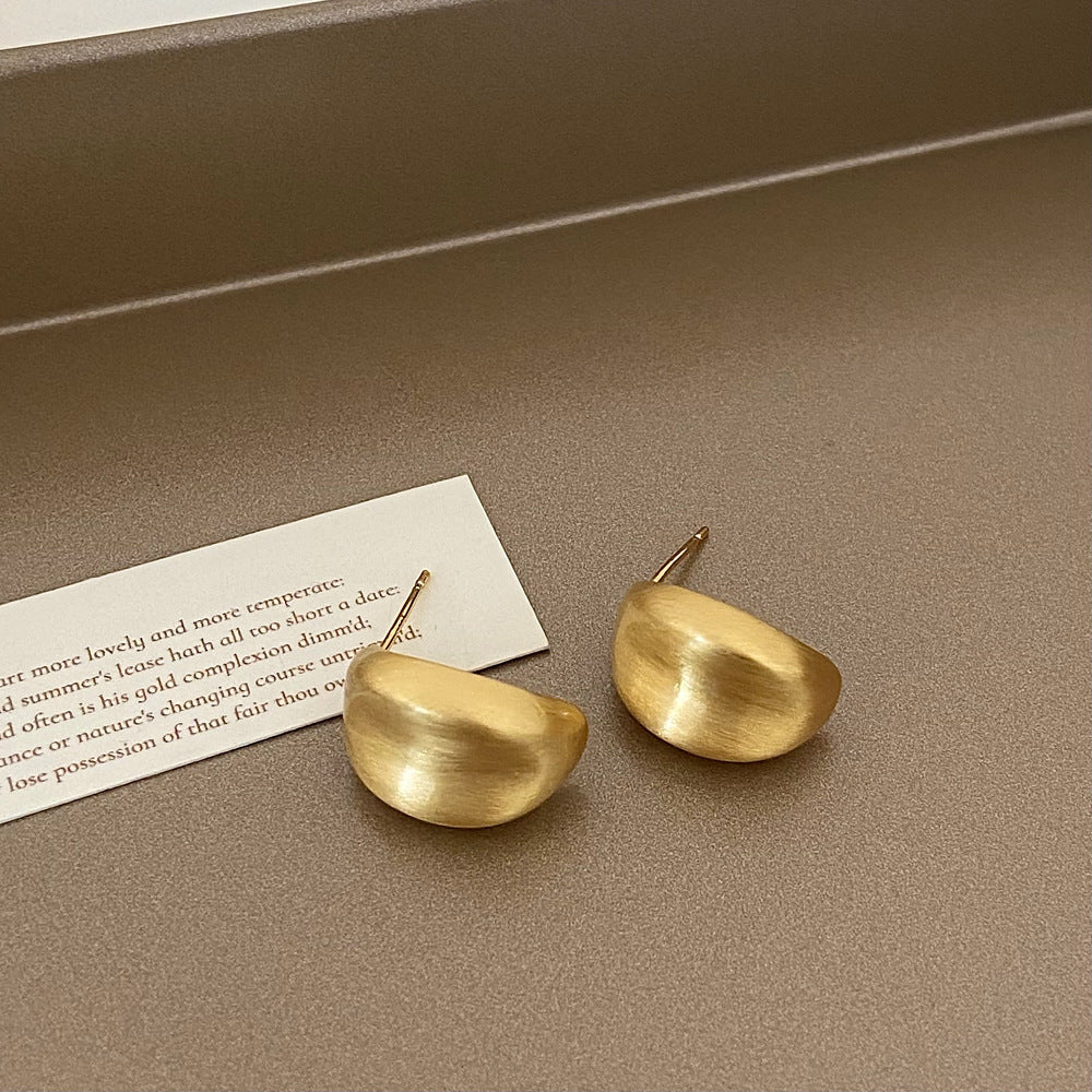 Brushed Metal Stud Earrings Vintage Simple Ear Clip - FASHIONKULTUR