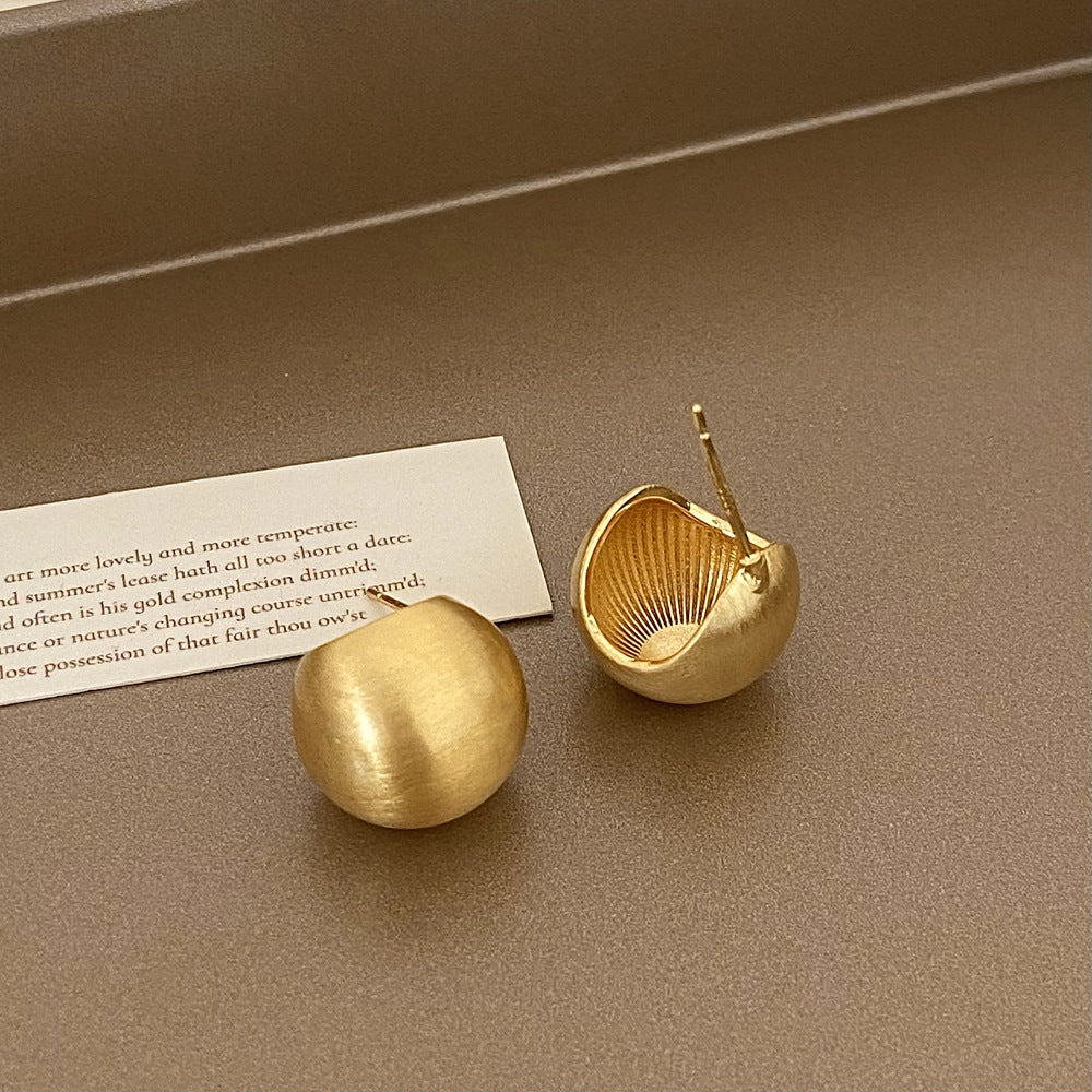 Brushed Metal Stud Earrings Vintage Simple Ear Clip - FASHIONKULTUR