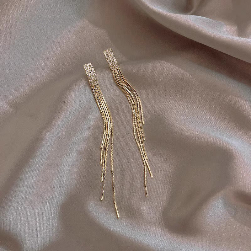 Alloy Electroplated Women's Silver Needle Long Fringe Earrings Earrings - FASHIONKULTUR