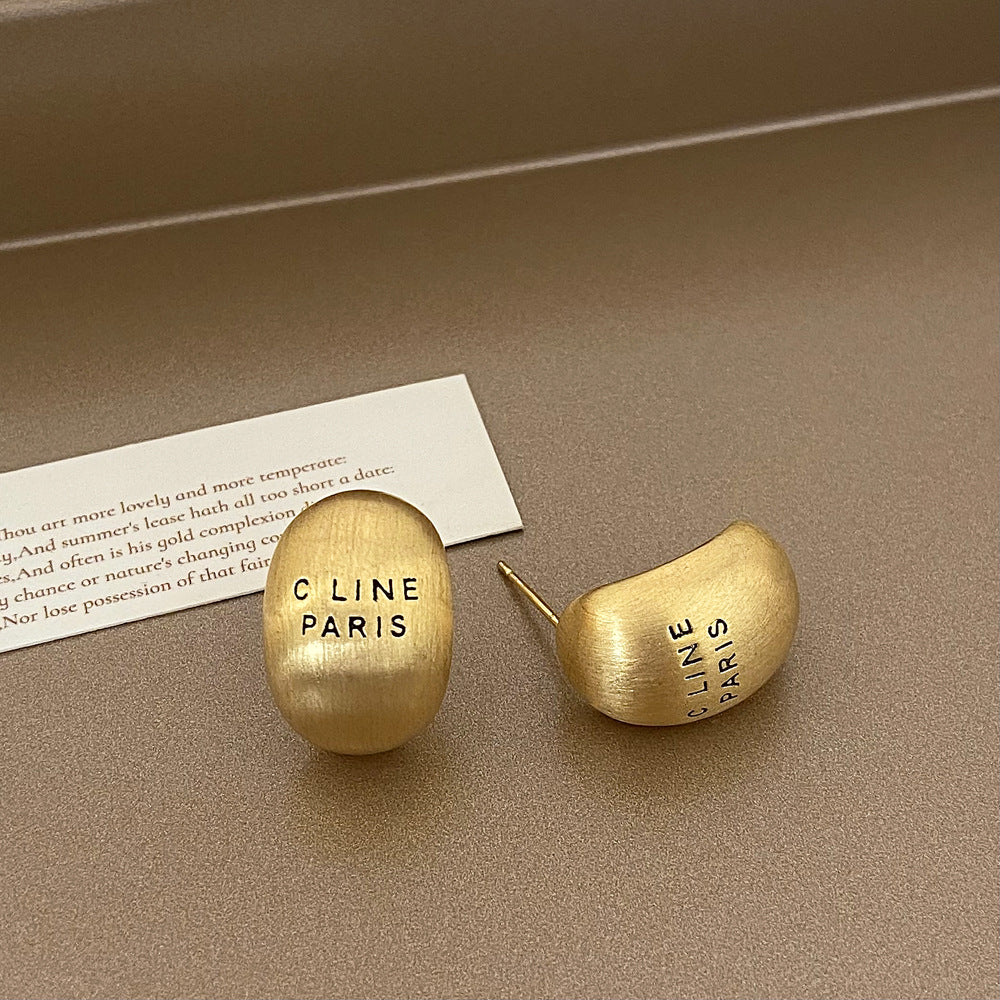 Brushed Metal Stud Earrings Vintage Simple Ear Clip - FASHIONKULTUR