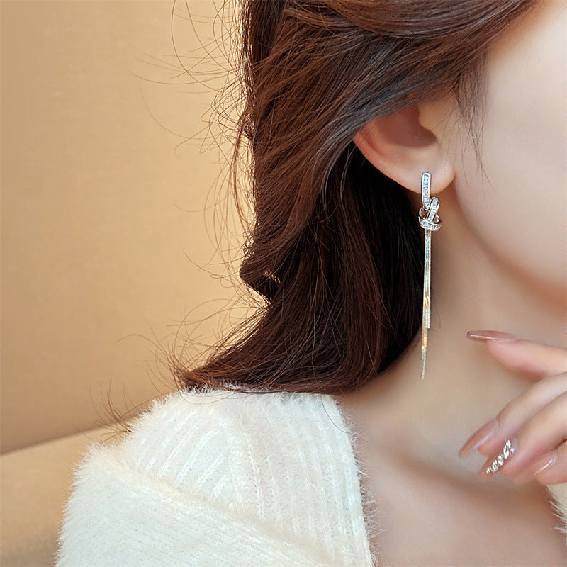 Alloy Electroplated Women's Silver Needle Long Fringe Earrings Earrings - FASHIONKULTUR