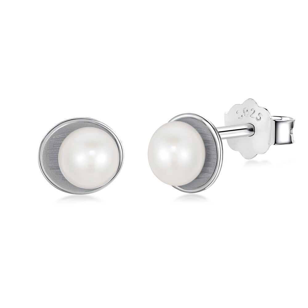 Sterling Silver Freshwater Pearl Ear Studs Niche - FASHIONKULTUR