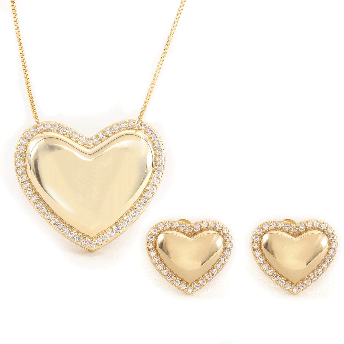 Heart-shaped Zircon Women's Necklace Suit - FASHIONKULTUR