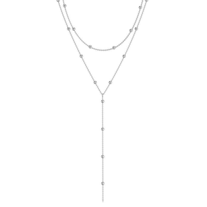 Fashion Long Necklace Simple Geometric Tassel Round Beads Clavicle Necklace - FASHIONKULTUR