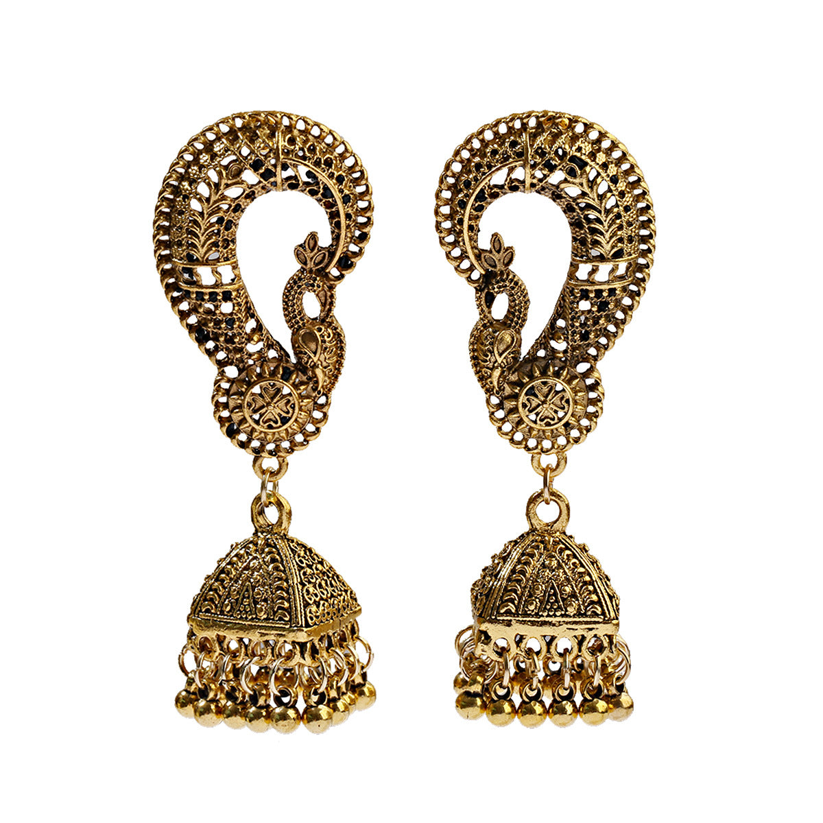 India Exaggerated Personalized Creative Bell Earrings Bohemian Retro Hollow Bird Cage - FASHIONKULTUR
