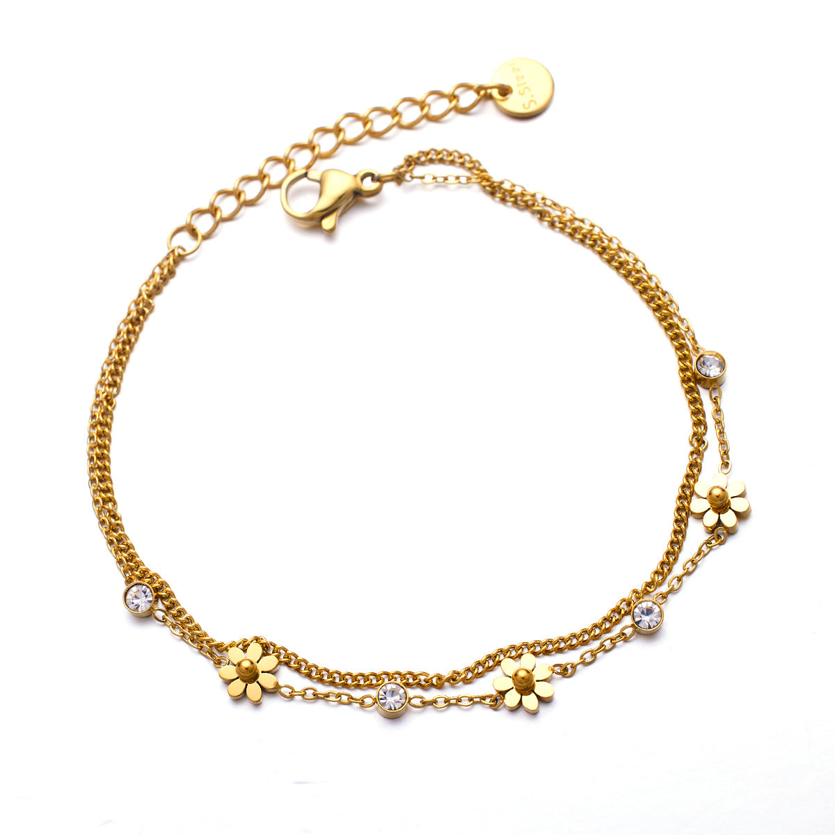 Stainless Steel Bracelet 18K Gold Diamond - FASHIONKULTUR