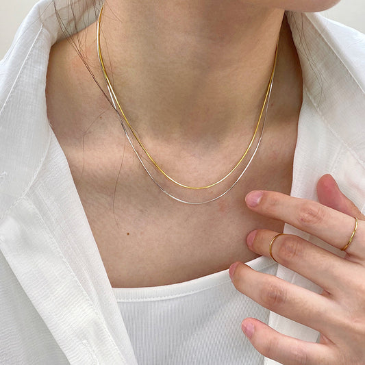 Titanium Steel Extremely Fine Choker Snake Bone Necklace Female Niche - FASHIONKULTUR