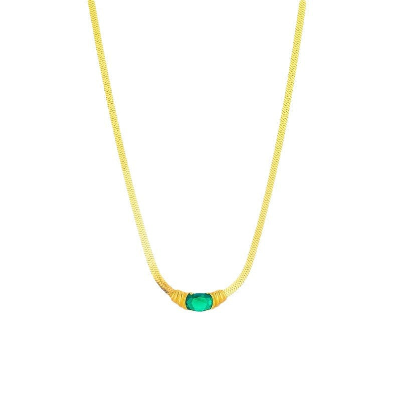 Emerald Titanium Steel Blade Necklace For Women - FASHIONKULTUR