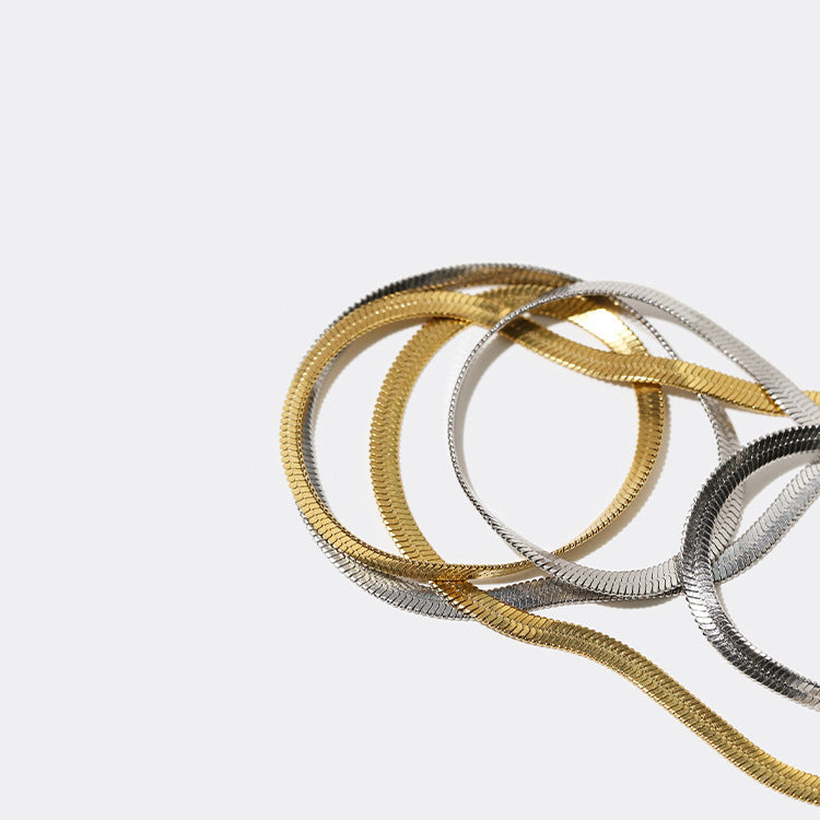 7CHEN Gold Plated Flat Snake Bones Chain Hemp Flowers Chain - FASHIONKULTUR