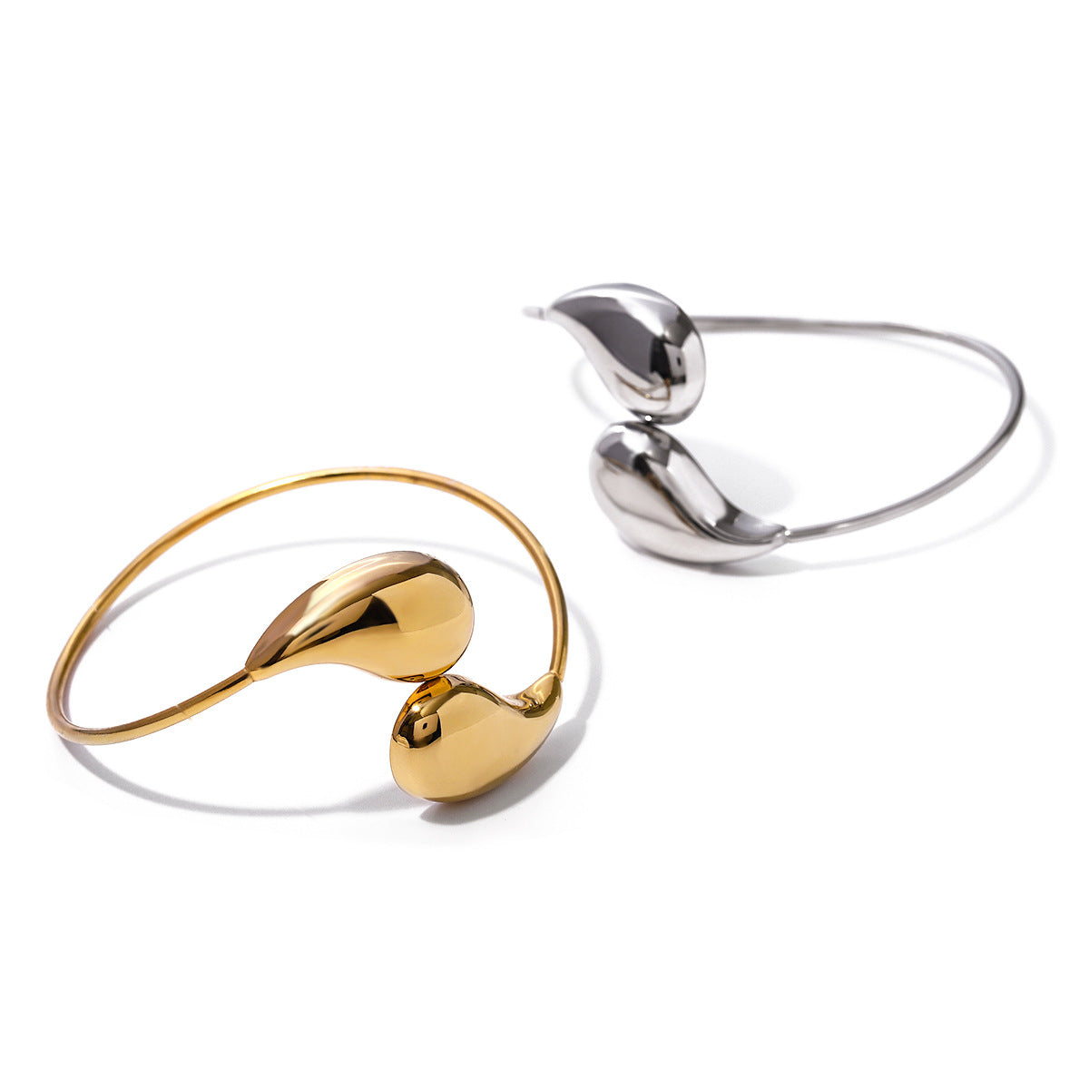 Fashion Jewelry Minar Hip Hop Metallic Irregular Water Drop Twist Adjustable Bangles For Women Titanium Steel 18K Gold PVD Plated Cuff Bracelet - FASHIONKULTUR