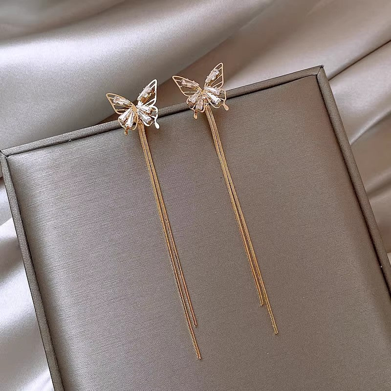 Alloy Electroplated Women's Silver Needle Long Fringe Earrings Earrings - FASHIONKULTUR