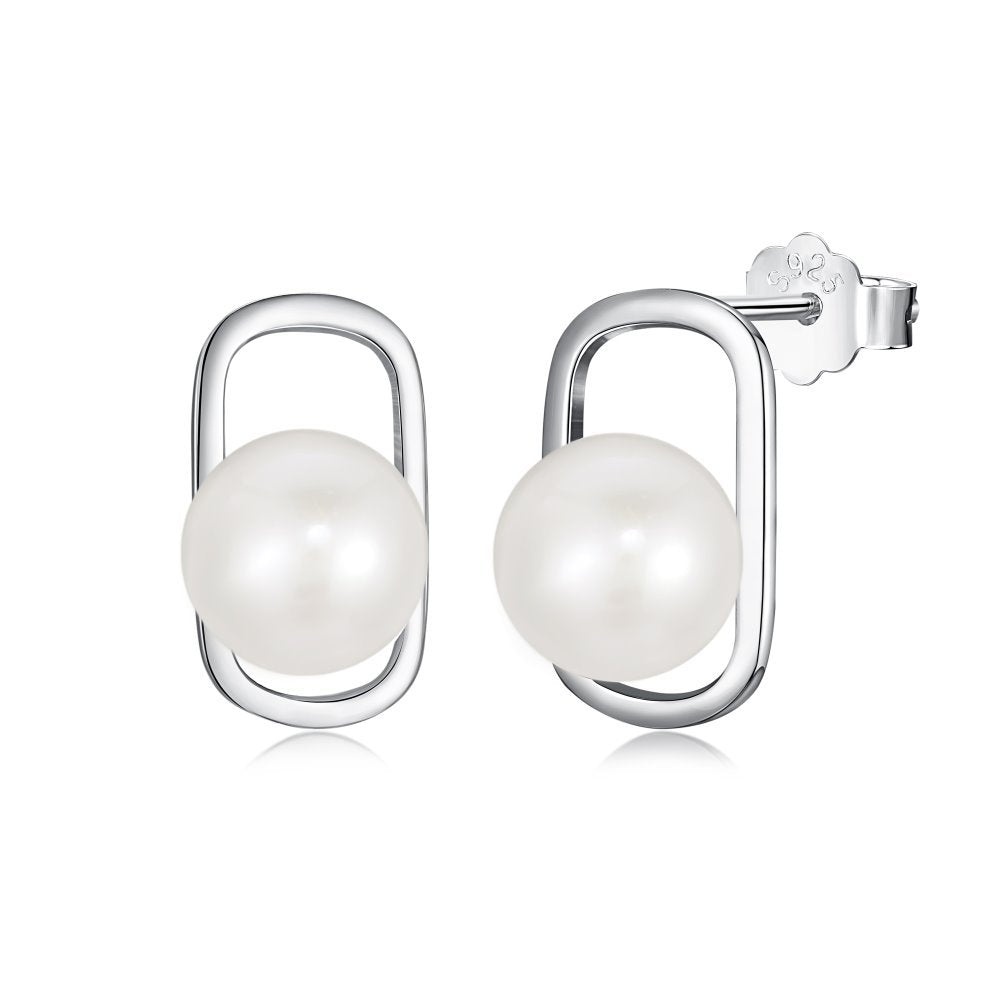 Sterling Silver Freshwater Pearl Ear Studs Niche - FASHIONKULTUR