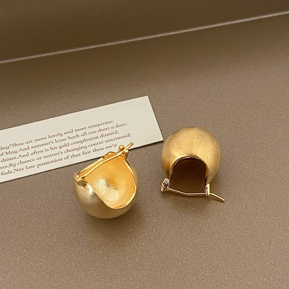 Brushed Metal Stud Earrings Vintage Simple Ear Clip - FASHIONKULTUR