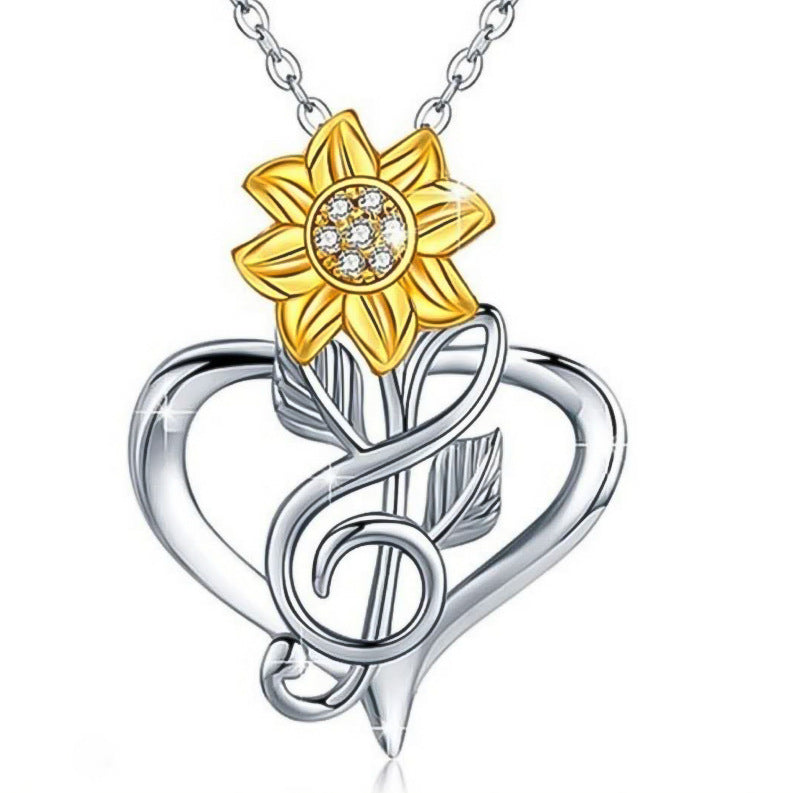 Sunflower Heart-shaped SmalPendant - FASHIONKULTUR