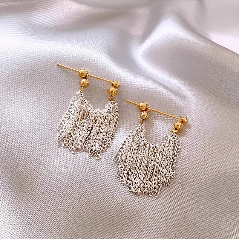 Alloy Electroplated Women's Silver Needle Long Fringe Earrings Earrings - FASHIONKULTUR
