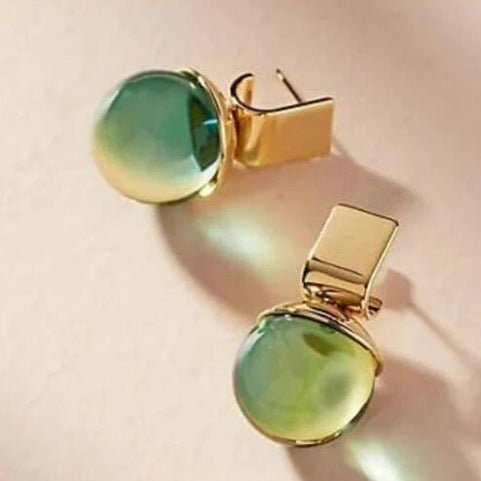 Green Crystal Tassel Ear Studs High Sense - FASHIONKULTUR