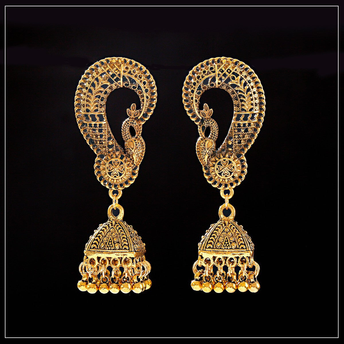 India Exaggerated Personalized Creative Bell Earrings Bohemian Retro Hollow Bird Cage - FASHIONKULTUR