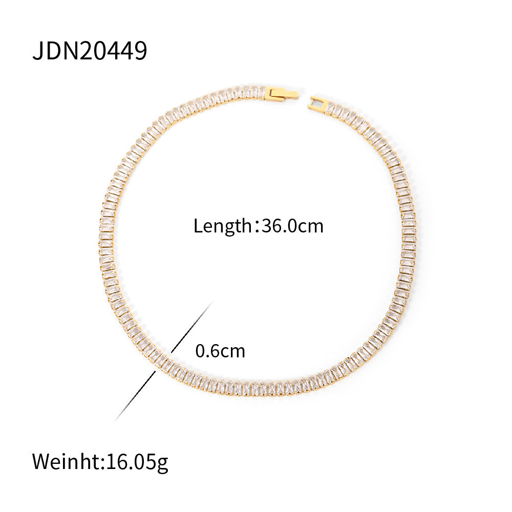 French Retro Square Cubic Zircon Bracelet Necklace For Women - FASHIONKULTUR