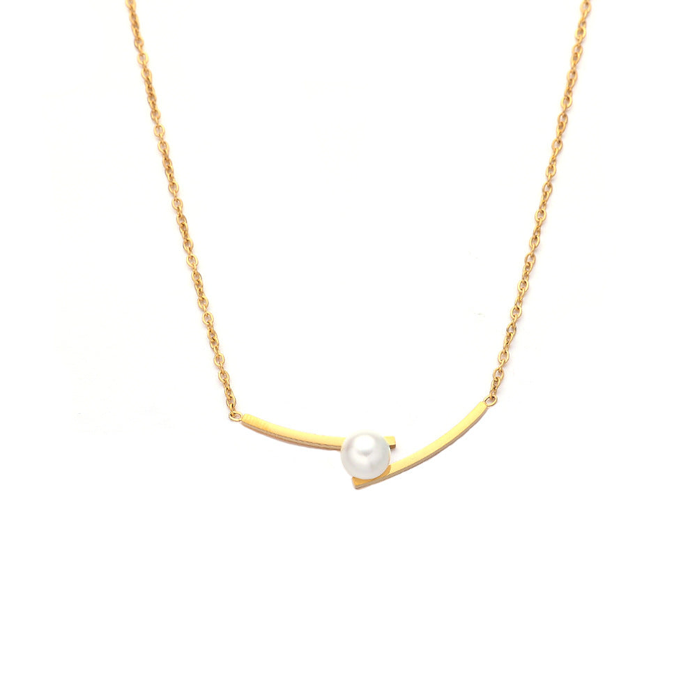 Stainless Steel Necklace Pearl Gold Pendant - FASHIONKULTUR