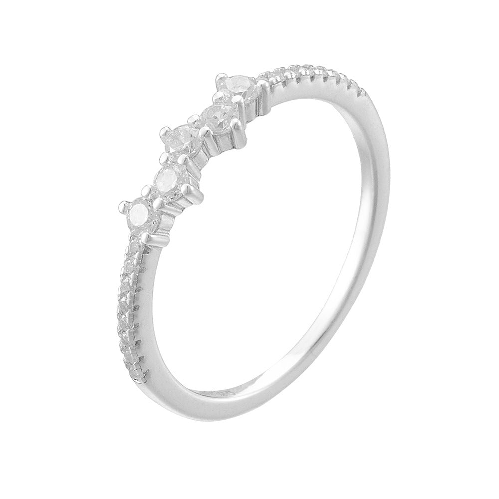 Micro Inlaid Zircon Sterling Silver Ring For Women - FASHIONKULTUR