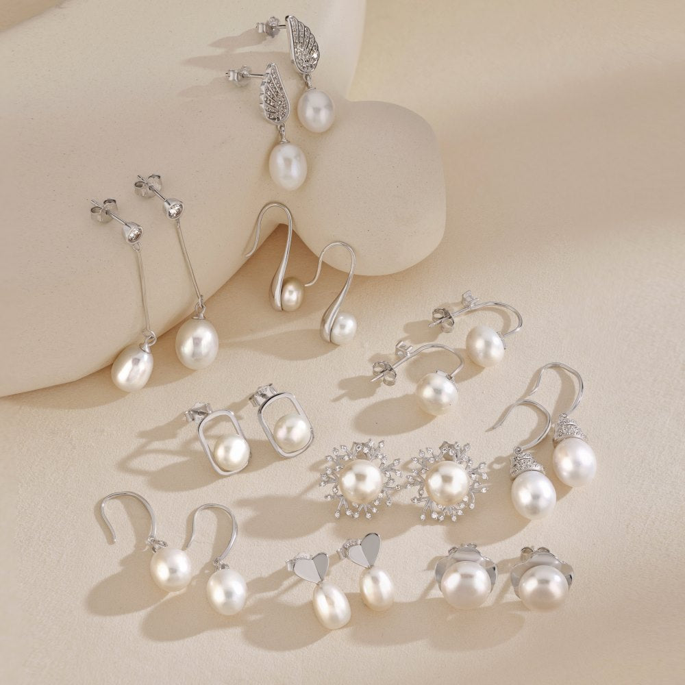 Sterling Silver Freshwater Pearl Ear Studs Niche - FASHIONKULTUR