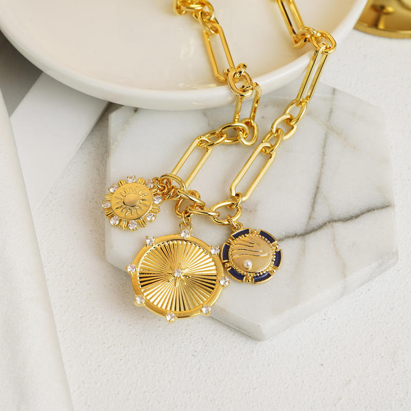 Fashion Jewelry Creative Sun Pendant Necklace Copper-plated Gold Clavicle Chain Summer Jewelry Stainless Steel Chain - FASHIONKULTUR