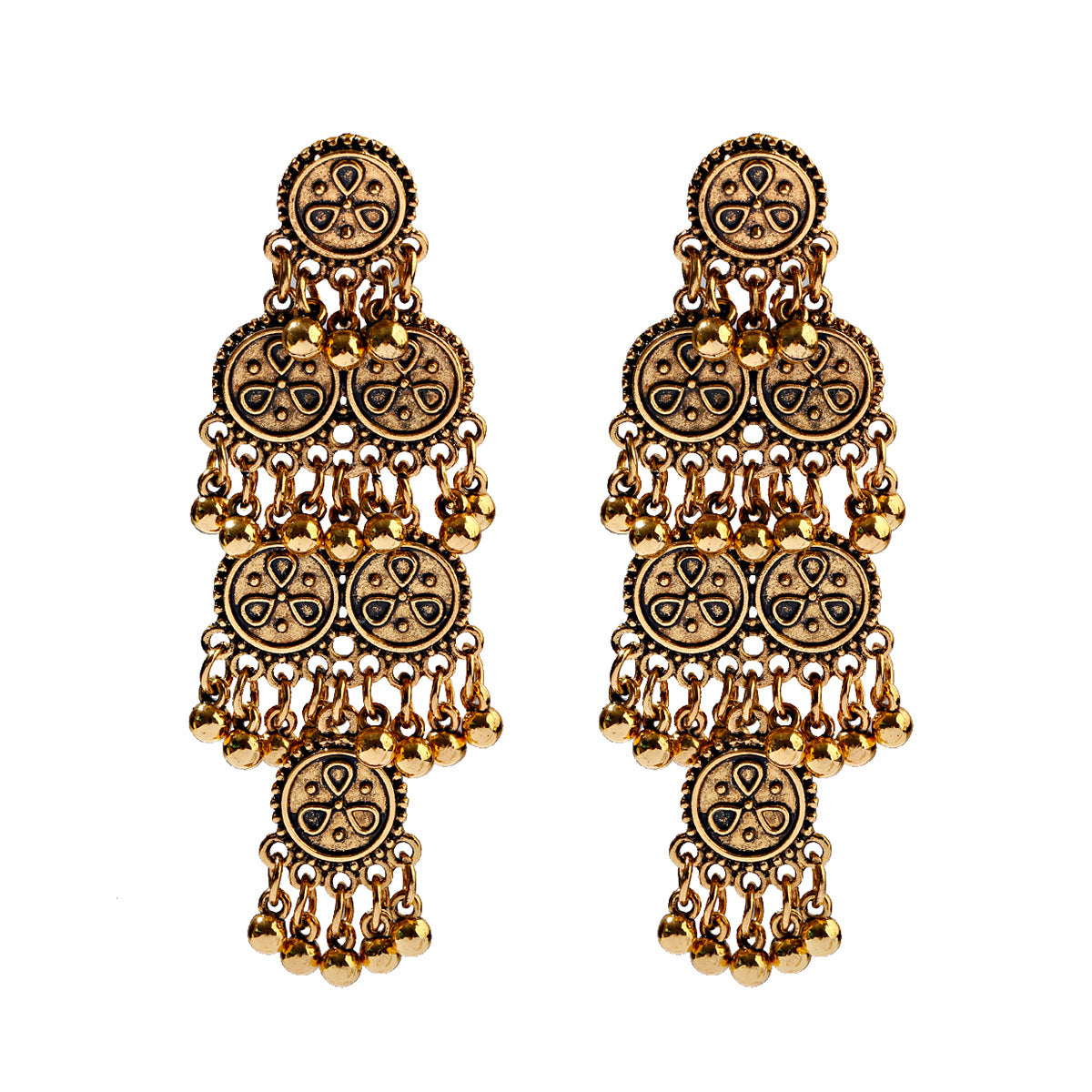 European And American Exaggerated Indian Style Earrings Long Bell Tassel Earrings Nepal - FASHIONKULTUR