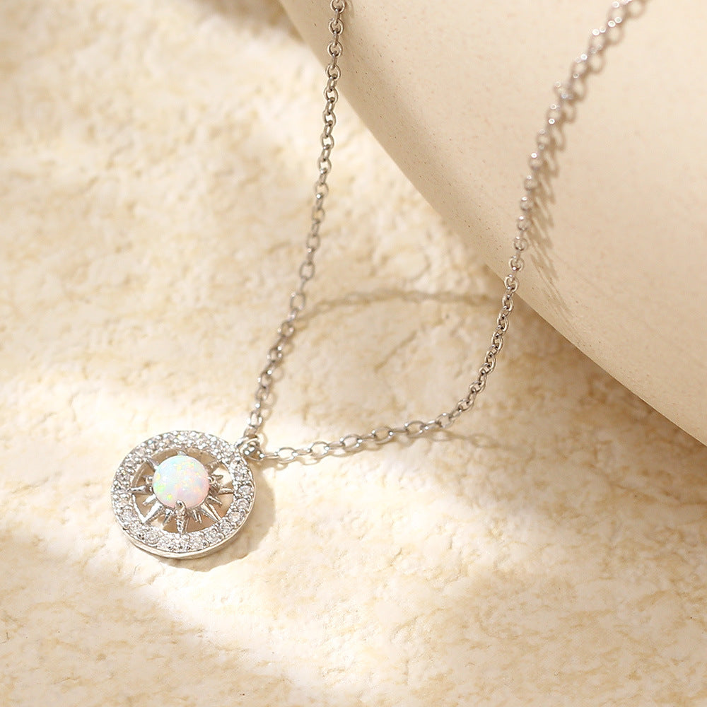 Fashion Jewelry Niche Moon And Sun Necklace Silver Opal Celtic Moon Necklace Sun Necklace Asterism Diamond - FASHIONKULTUR