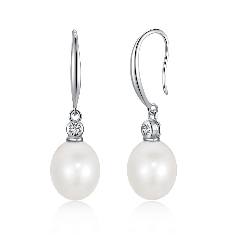 Sterling Silver Freshwater Pearl Ear Studs Niche - FASHIONKULTUR