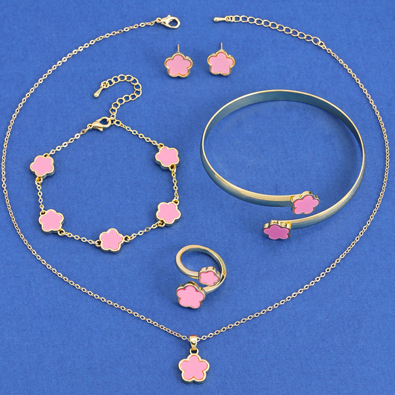 Lucky Five Petal Flower Five Leaves Flower Set - FASHIONKULTUR