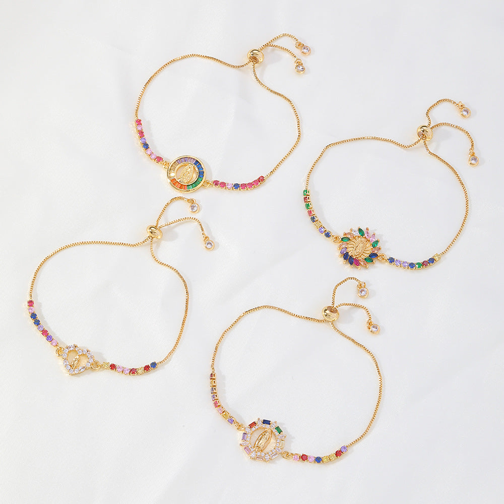 Copper Micro Inlay Color Zirconium Geometric Bracelet - FASHIONKULTUR