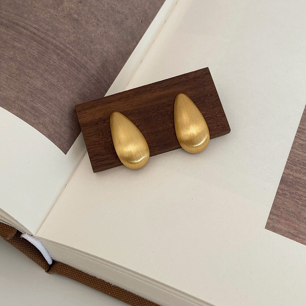 Brushed Metal Stud Earrings Vintage Simple Ear Clip - FASHIONKULTUR